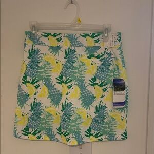 Pebble Beach Pineapple Print Skirt - Green and Yellow